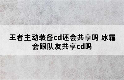 王者主动装备cd还会共享吗 冰霜会跟队友共享cd吗